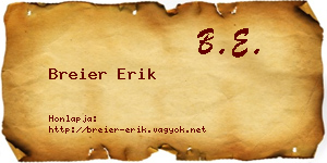Breier Erik névjegykártya